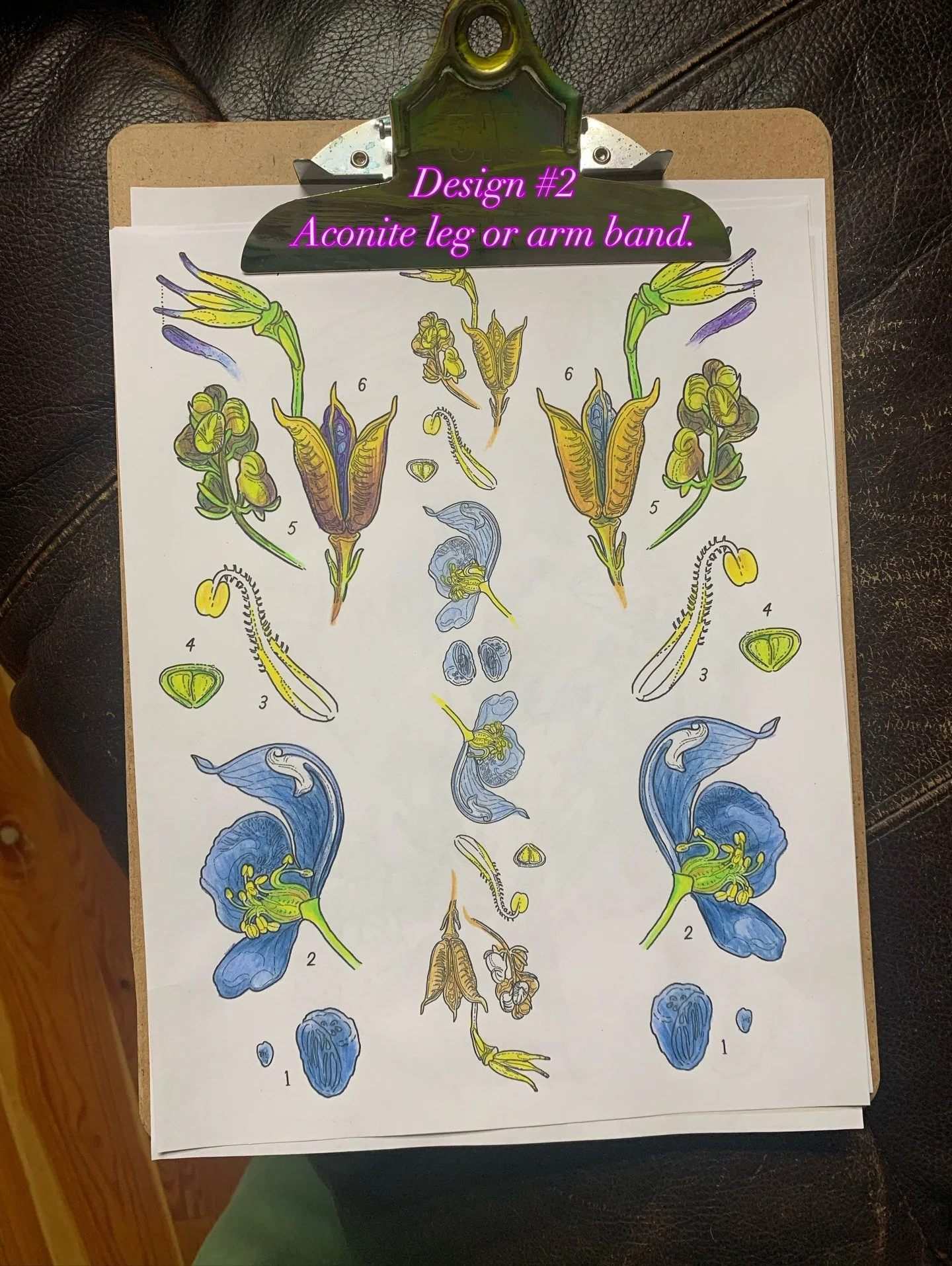 I love this Aconite floral specimen design as a thigh band as well. #thightattoo #thighband #armband #armbandtattoo #flowertattoo #monkshood