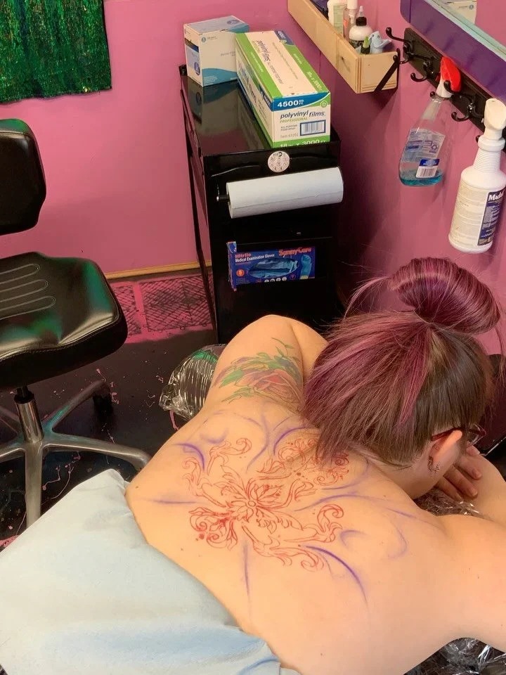 I love how your face looks like you&rsquo;re at the spa Victoria. Thanks for getting this ornamental back piece today. Saturday Tattoo Timelapse with @_la_victoire_  #tattoo #tattootimelapse