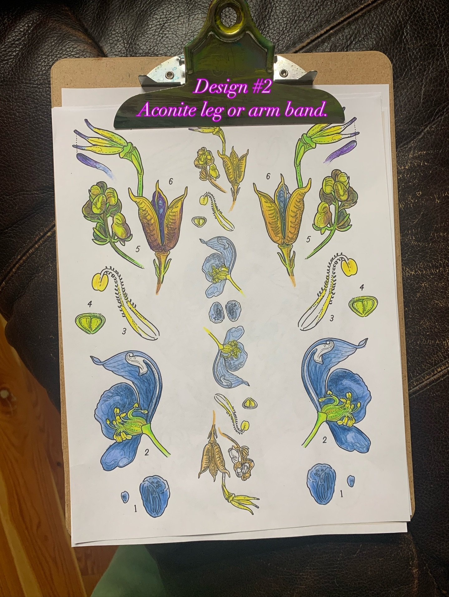 I love this Aconite floral specimen design as a thigh band as well. #thightattoo #thighband #armband #armbandtattoo #flowertattoo #monkshood
