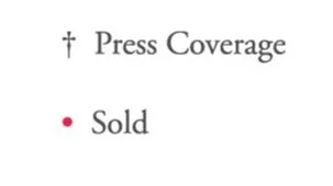 A list with the headings 'Press Coverage' and 'Sold', with a red dot next to 'Sold'.