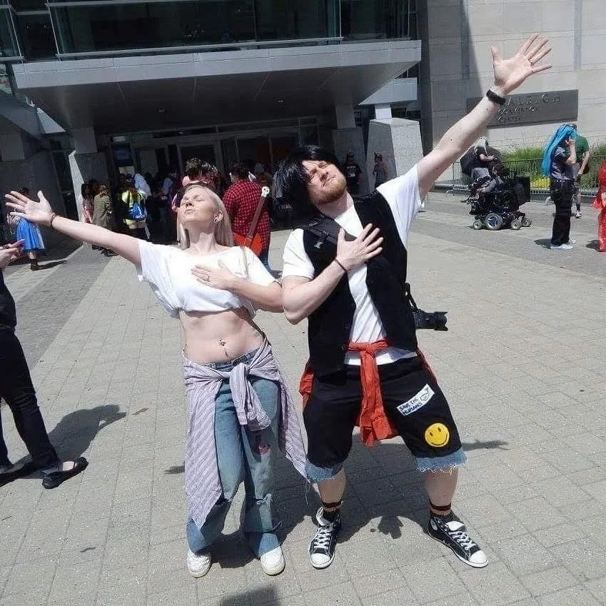 Bill and Ted- Bill and Ted's Excellent Adventure This is one of my husband and my favorite movies ever. So it was only natural to cosplay them! Everything is fully thrifted except when we do air guitar you will hear our air guitars make noise. Whoah! Excellent!!!