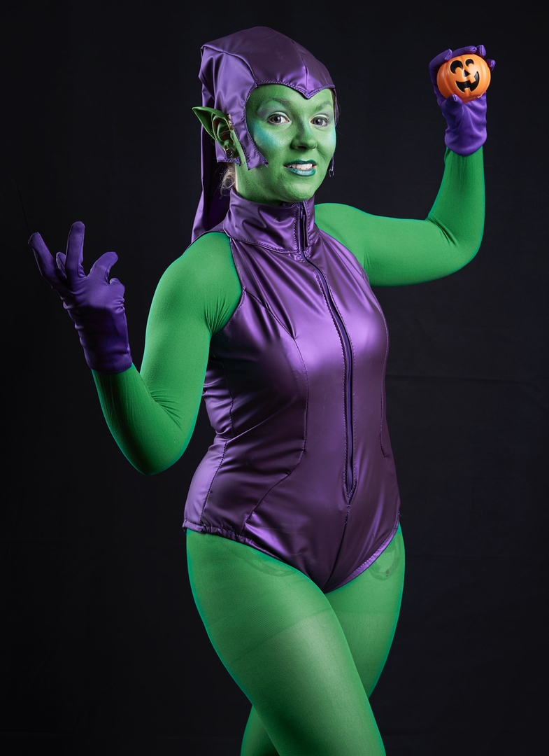 Green Goblin 2.0- Spiderman Ah…2.0. Finally….But I’m not happy with him still. GOBLIN! STOP BEING A PAIN Used Yaya Han fabric…but not her pattern. That was my mistake. Apparently it really ISN’T easy being Green. Photo by Owl Bear Media