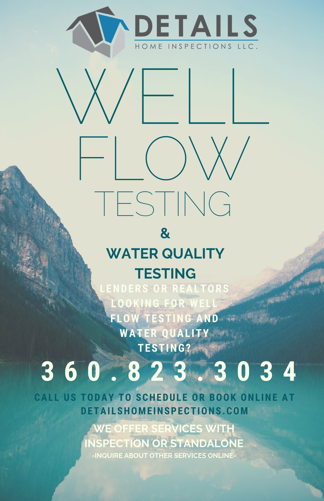 Standard 2-hour well flow productivity test being performed on a private well to satisfy lender requirements for FHA, VA and USDA loans