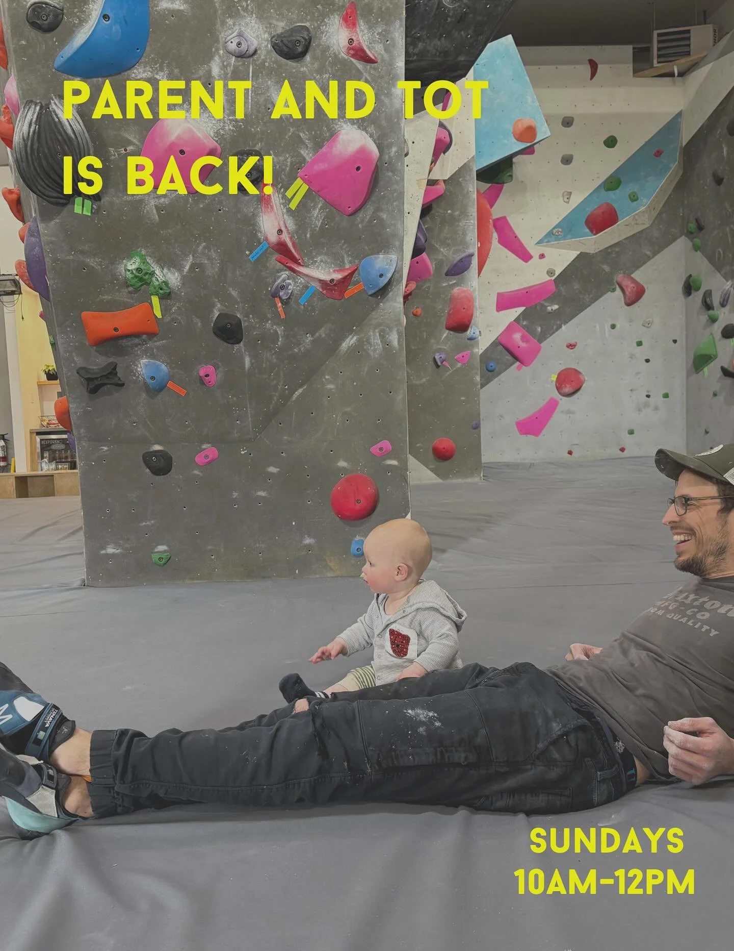 Back this weekend!

Parent &amp; Tot
🗓️ Sundays 10-12
💲 10

Top tip: register and sign the waiver online in advance to avoid the bottleneck and unleash your kiddo on the mats asap on arrival!
