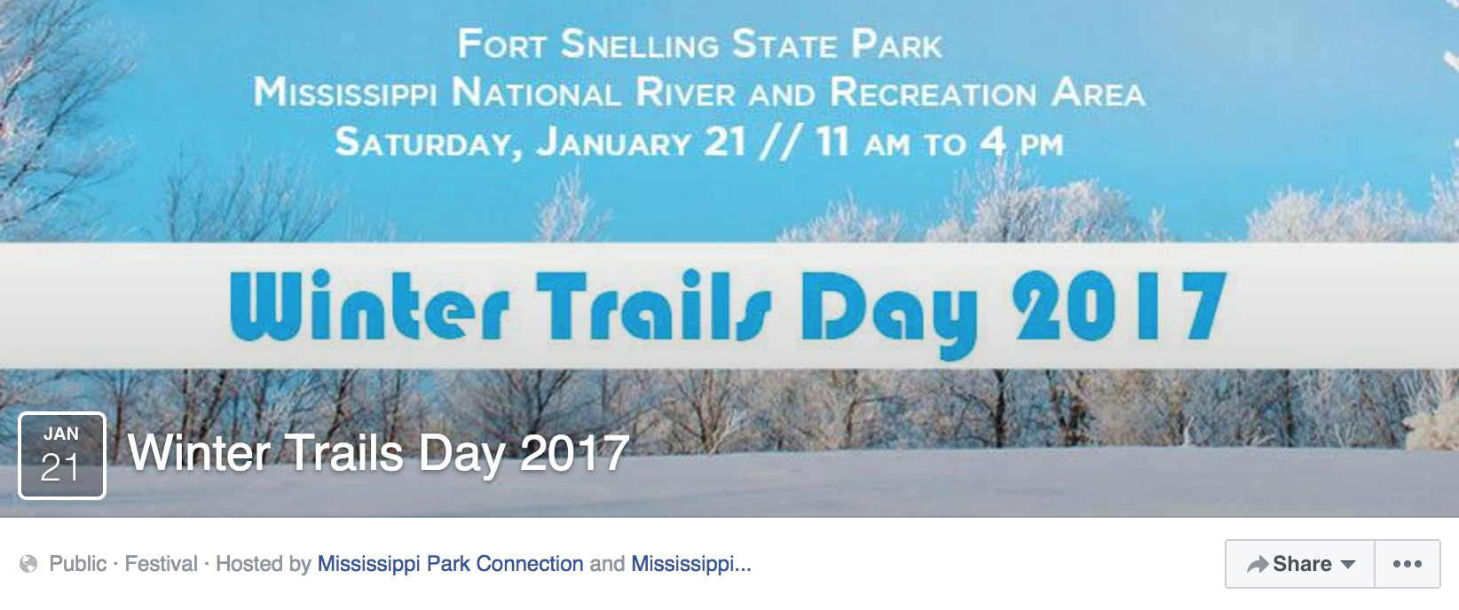 Screenshot from Winter Trails Days Facebook event page