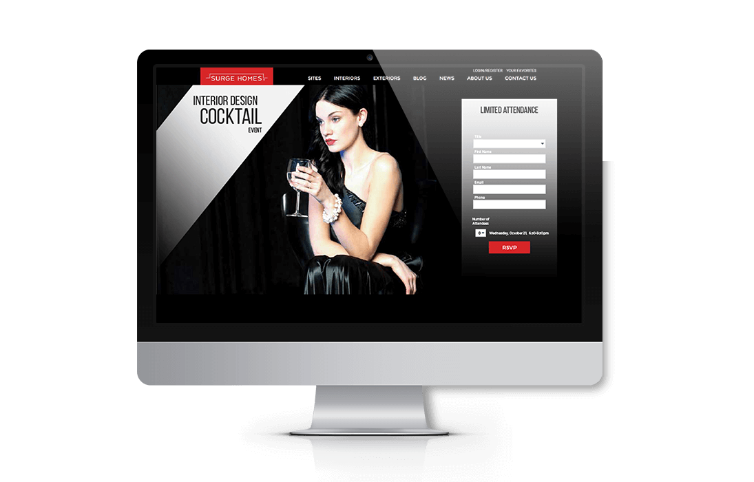  A landing page to gather RSVPs for an Interior Design Cocktail Event       