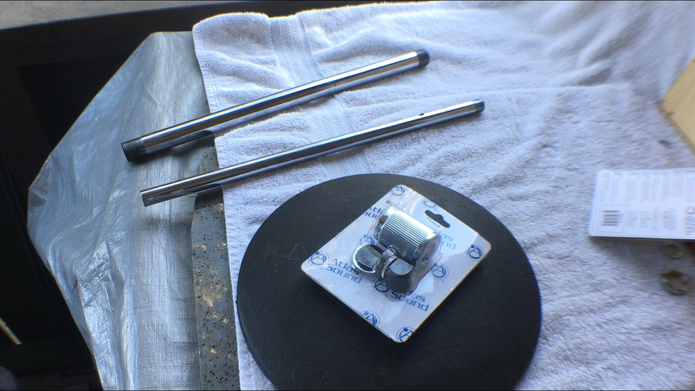 Threaded pipes with cast iron bass and Atlas Sound MSC-K clutch kit