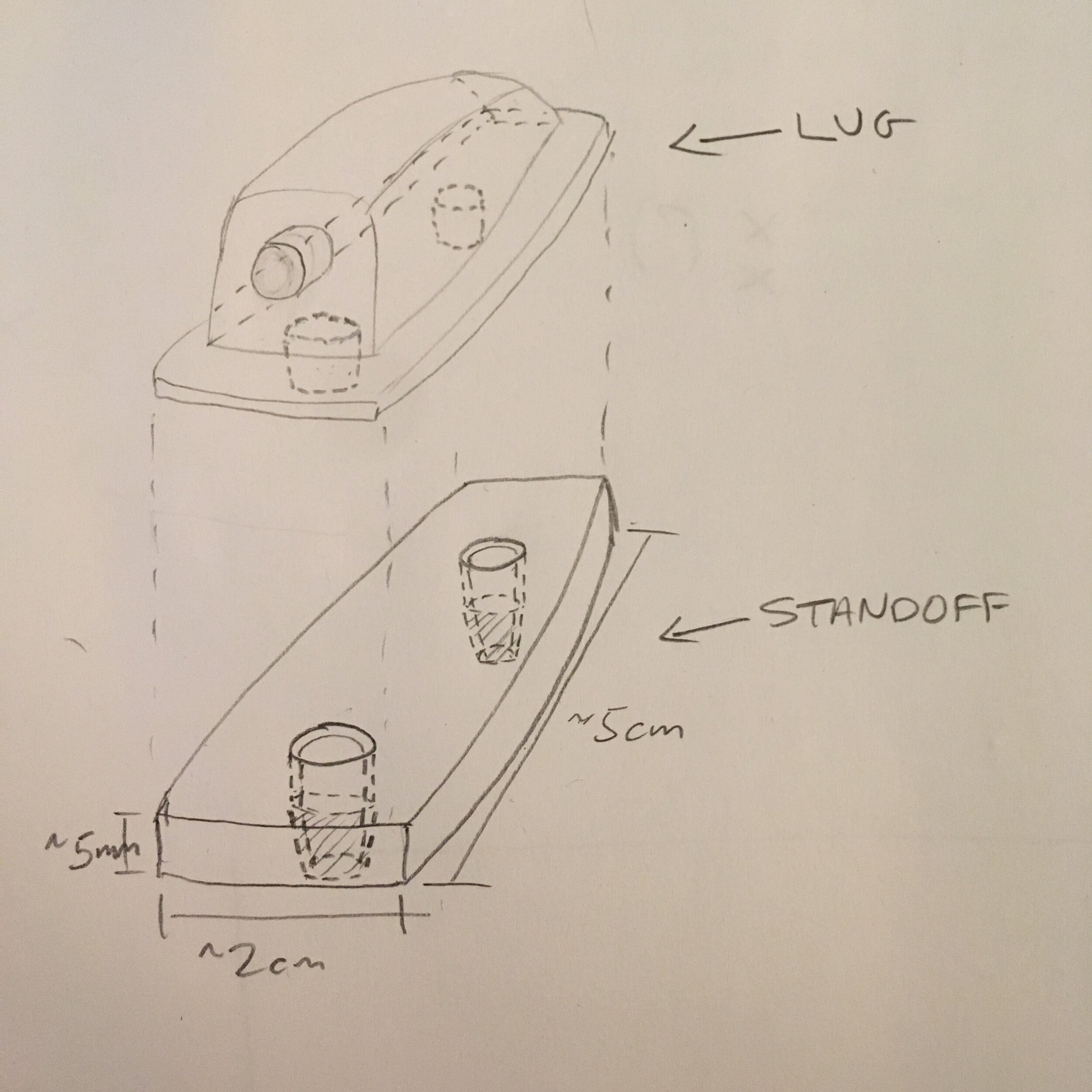 Sketch of lug standoff with measurements