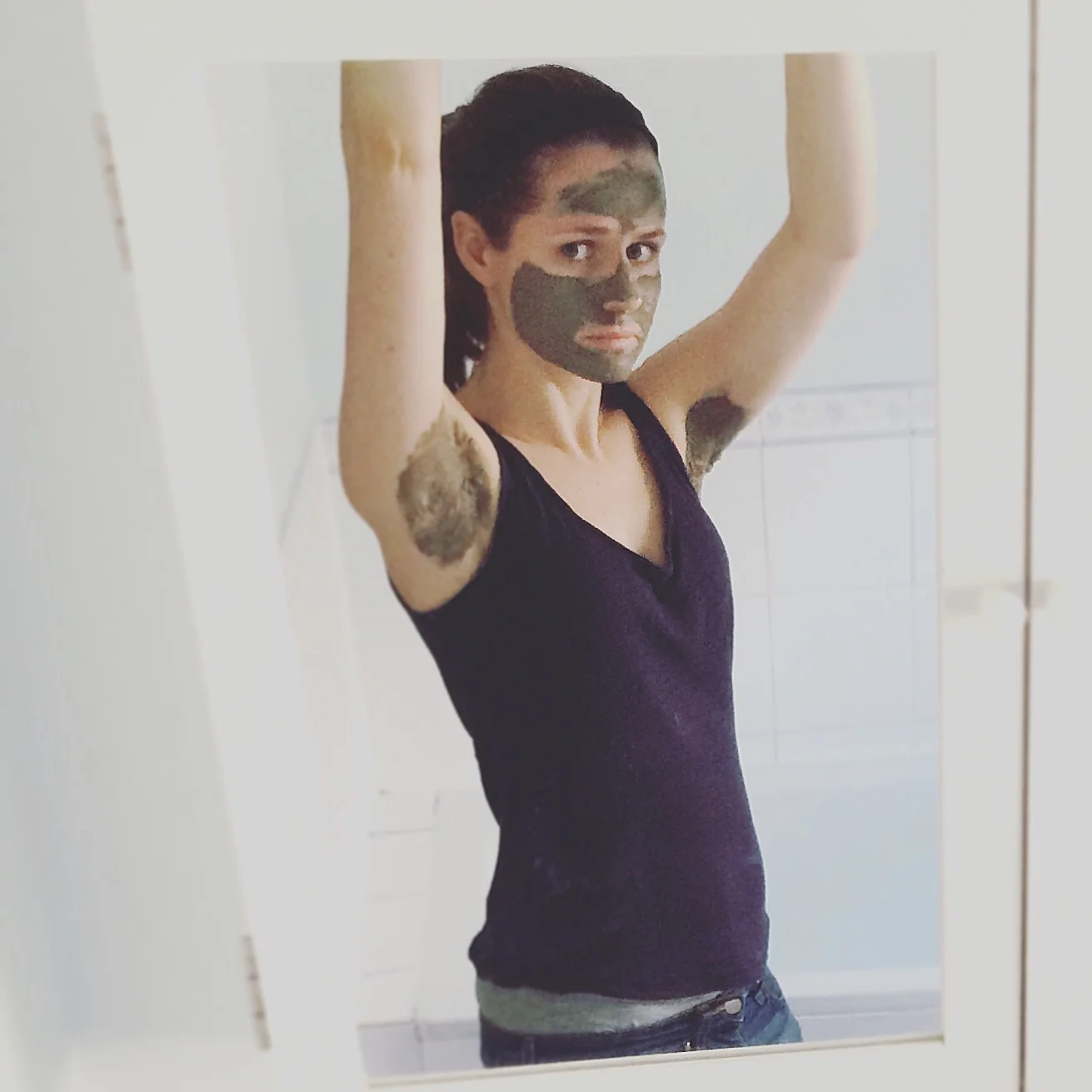 Loser alert: Me pretending in my bathroom mirror to be a face painted warrior preparing for battle