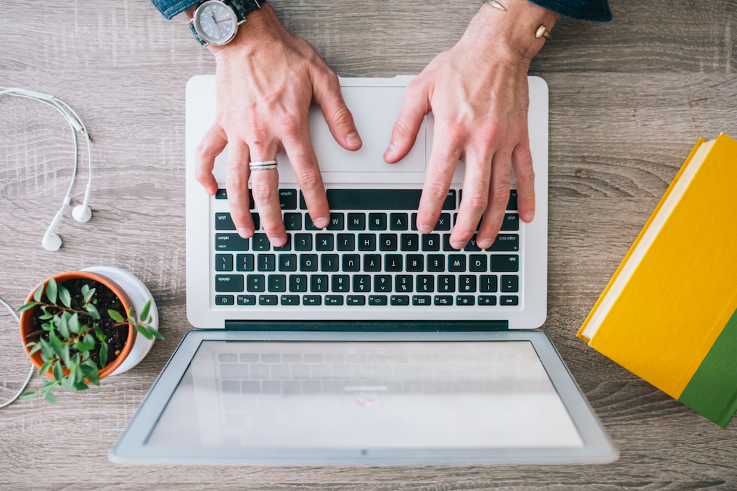 typing content on a computer