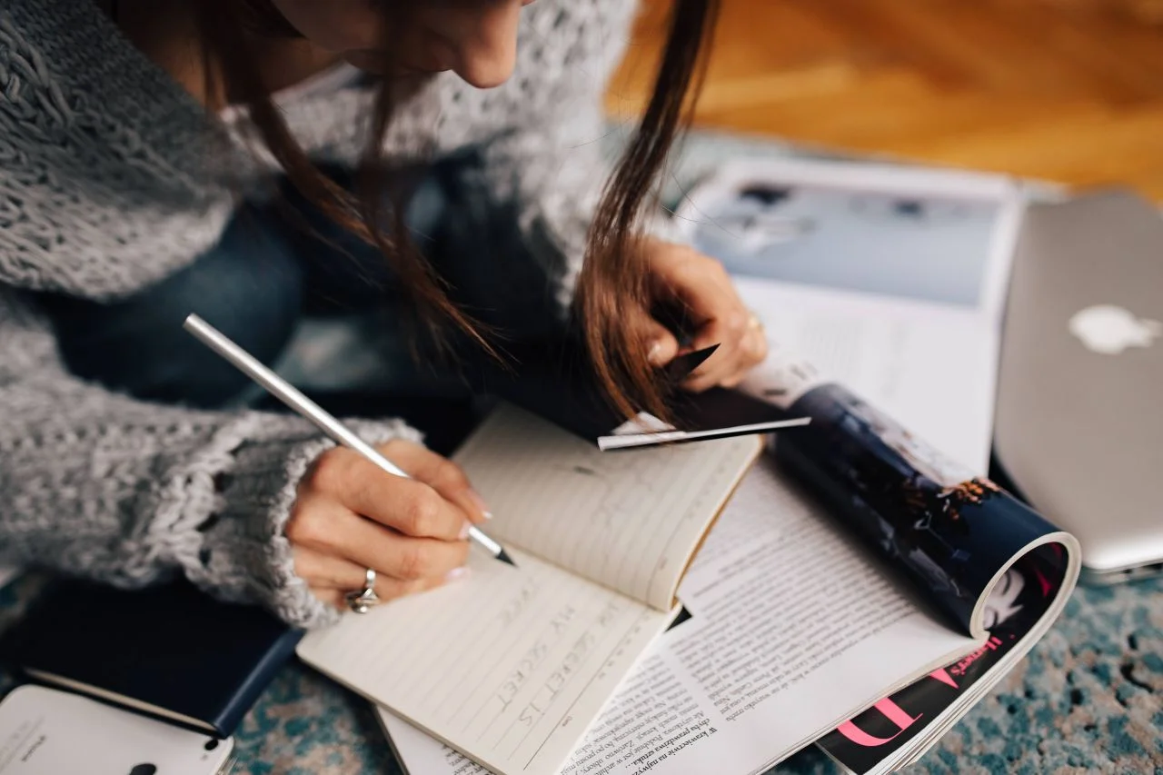 woman writes a case study
