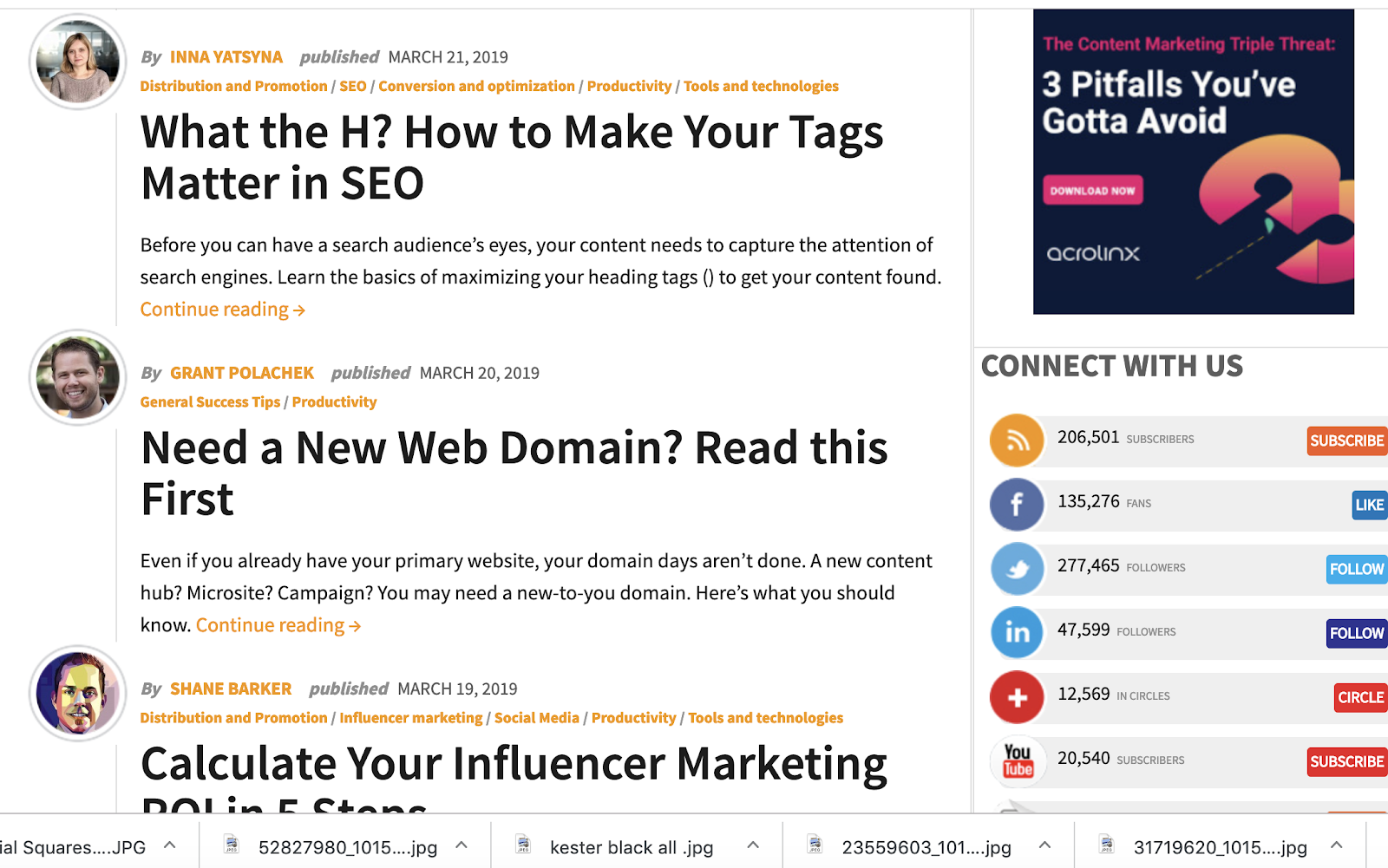 Content marketing institute blog screenshot