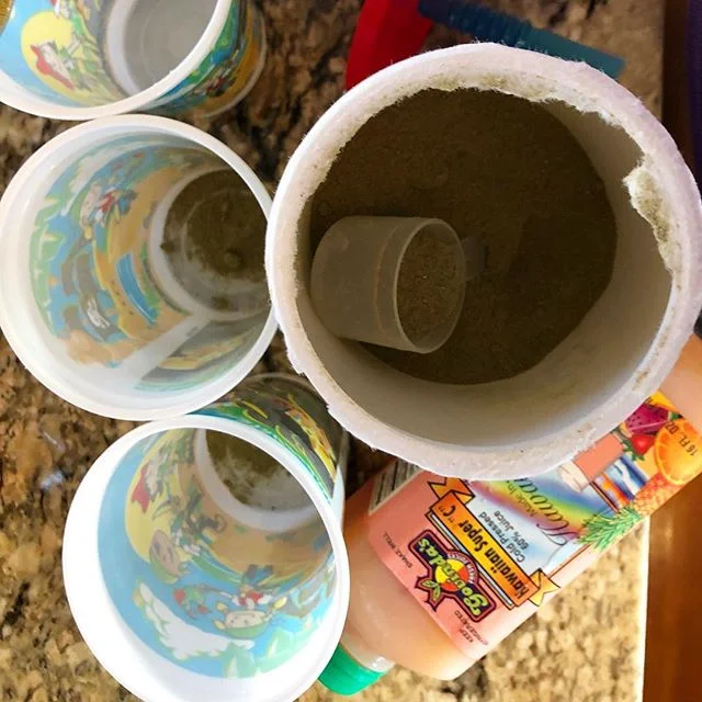 What I do to get more vitamins in my kids&rsquo; daily routine 🙌🏼 #TerraGreens .
Half a spoon 🥄 of the #GreenPowder +
1 inch of Fresh Juice (#govindas )
Then stir and add that H2O + Cap it so they don&rsquo;t know 😉 
#momlife #BWOXTerragreens #bw