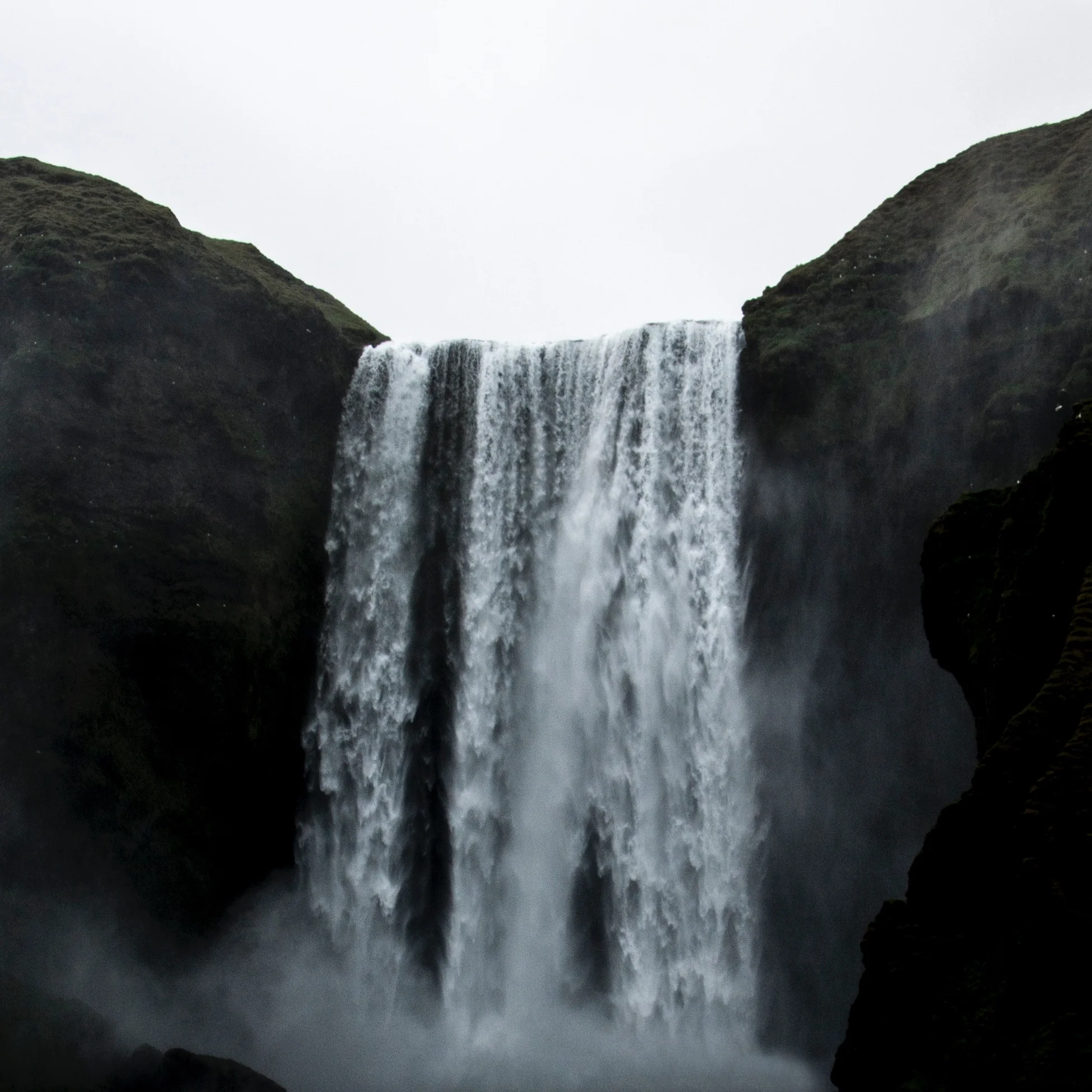 Wind stirs waterfall