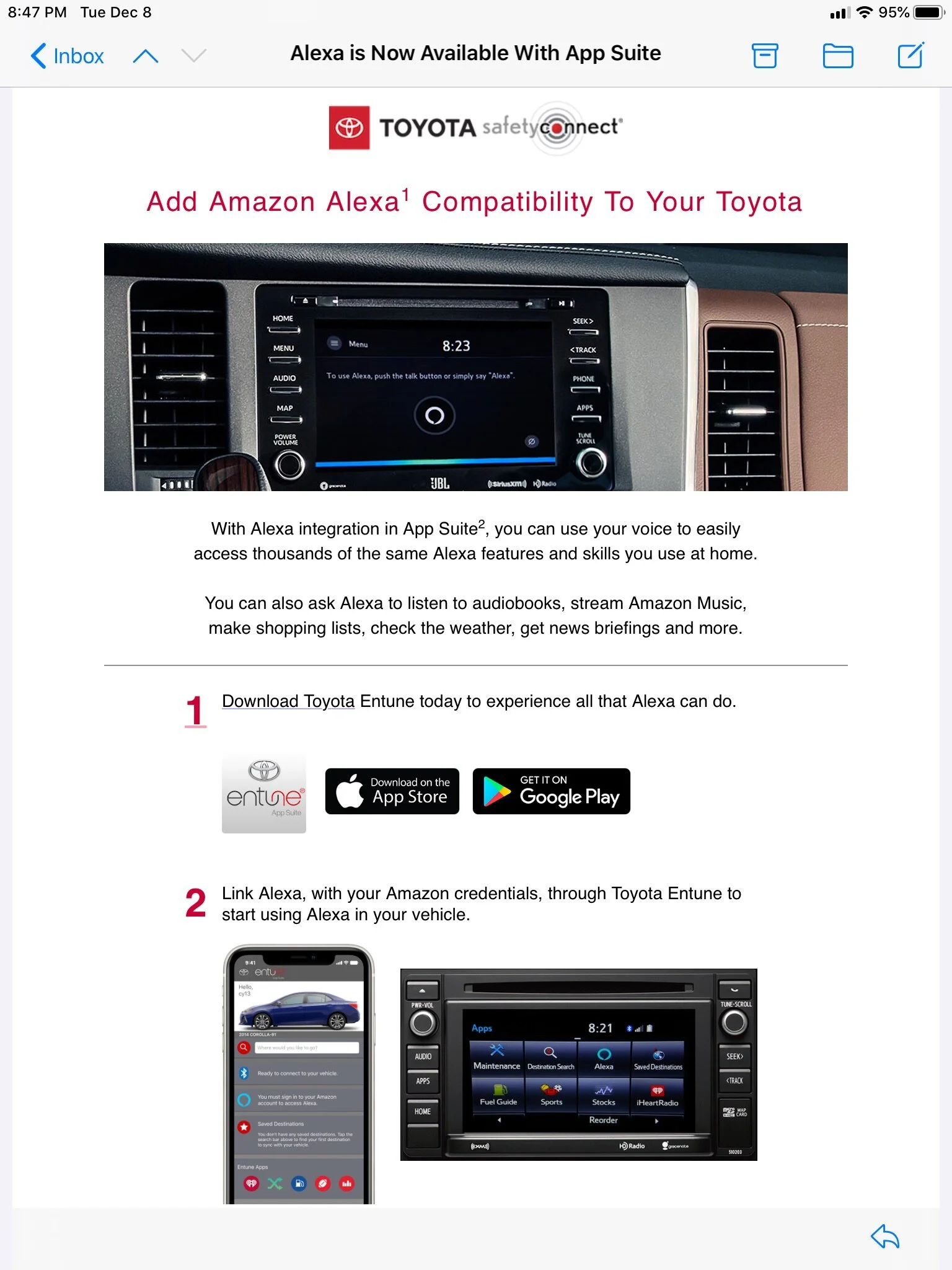 Setting up Alexa in your Toyota - What year is it?