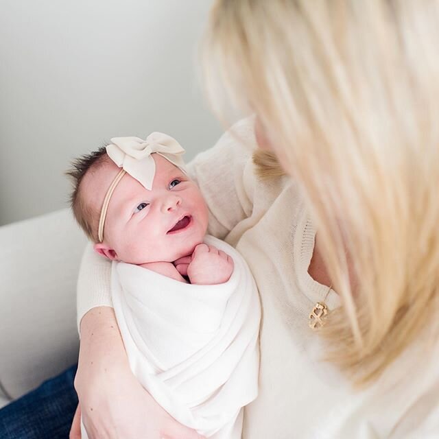 Magical moment with this brand new little girl and her mama!  Newborns are so fun and so unpredictable, I used to get really nervous before sessions because of that and now we just roll with it and get epic random smiles like these and I am melted. #