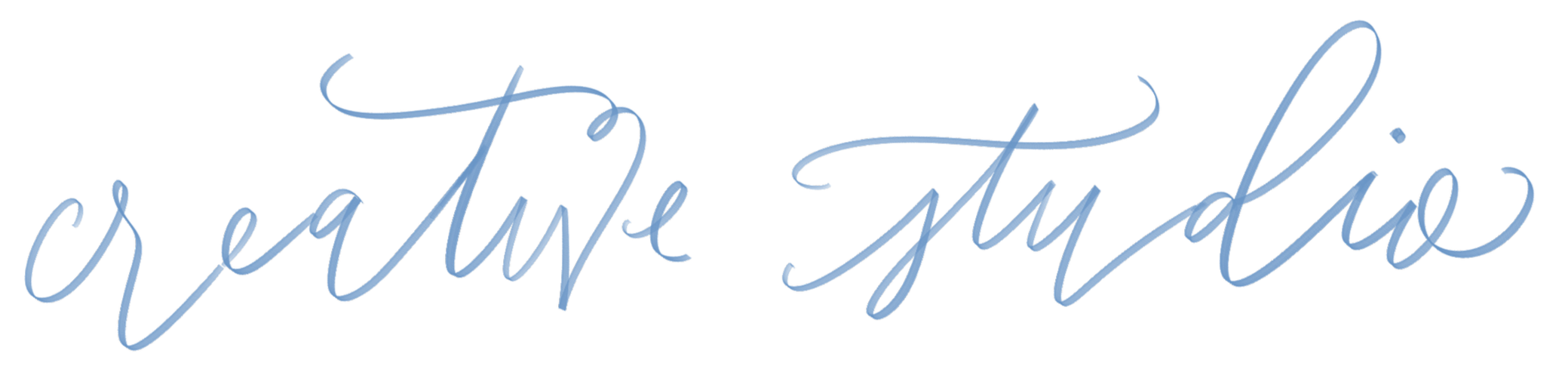 The text 'creative studio' written in elegant cursive font in blue.