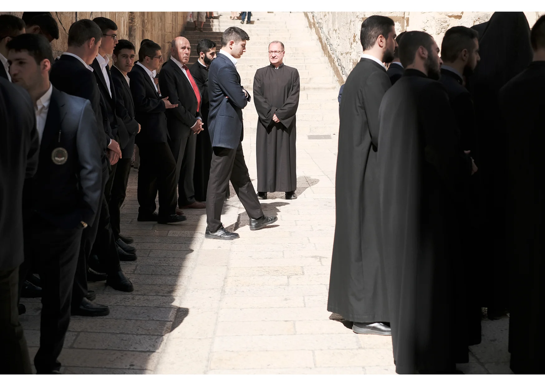 Greek Orthodox taking a step