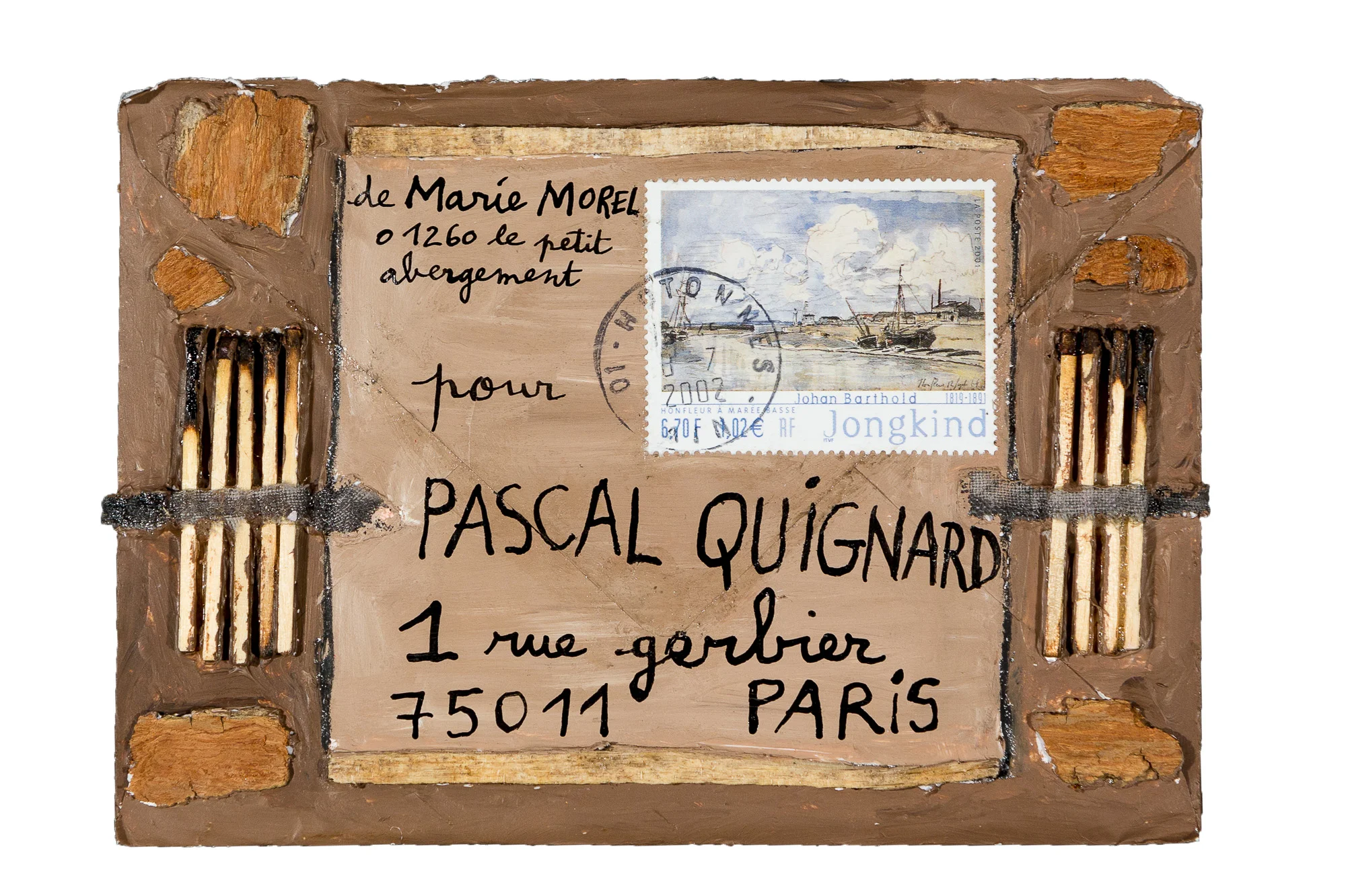 Enveloppes peintes de Marie Morel écrites pour l'écrivain Pascal Quignard.