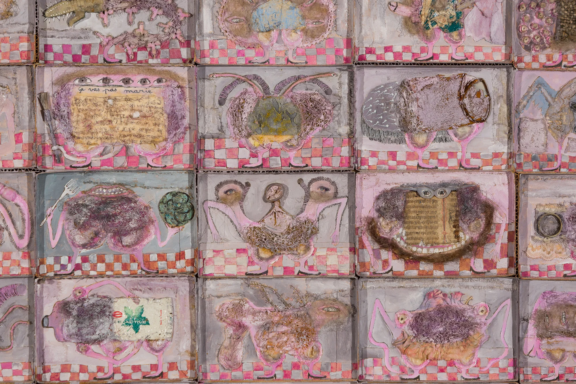 De toute façon comme la vie est incompréhensible, alors un peu plus ou un peu moins... (détail) - Marie Morel. 119x205 cm. 1986. Dédié à Pierre Bettencourt. Collection Sotta.