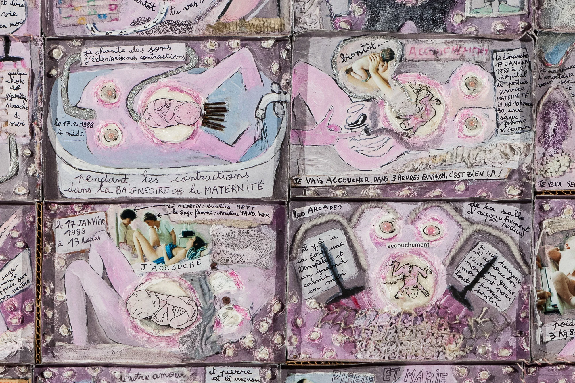 Ma grossesse - Pour Pierre (détail). Marie Morel. 137x178cm. 1987-1988.