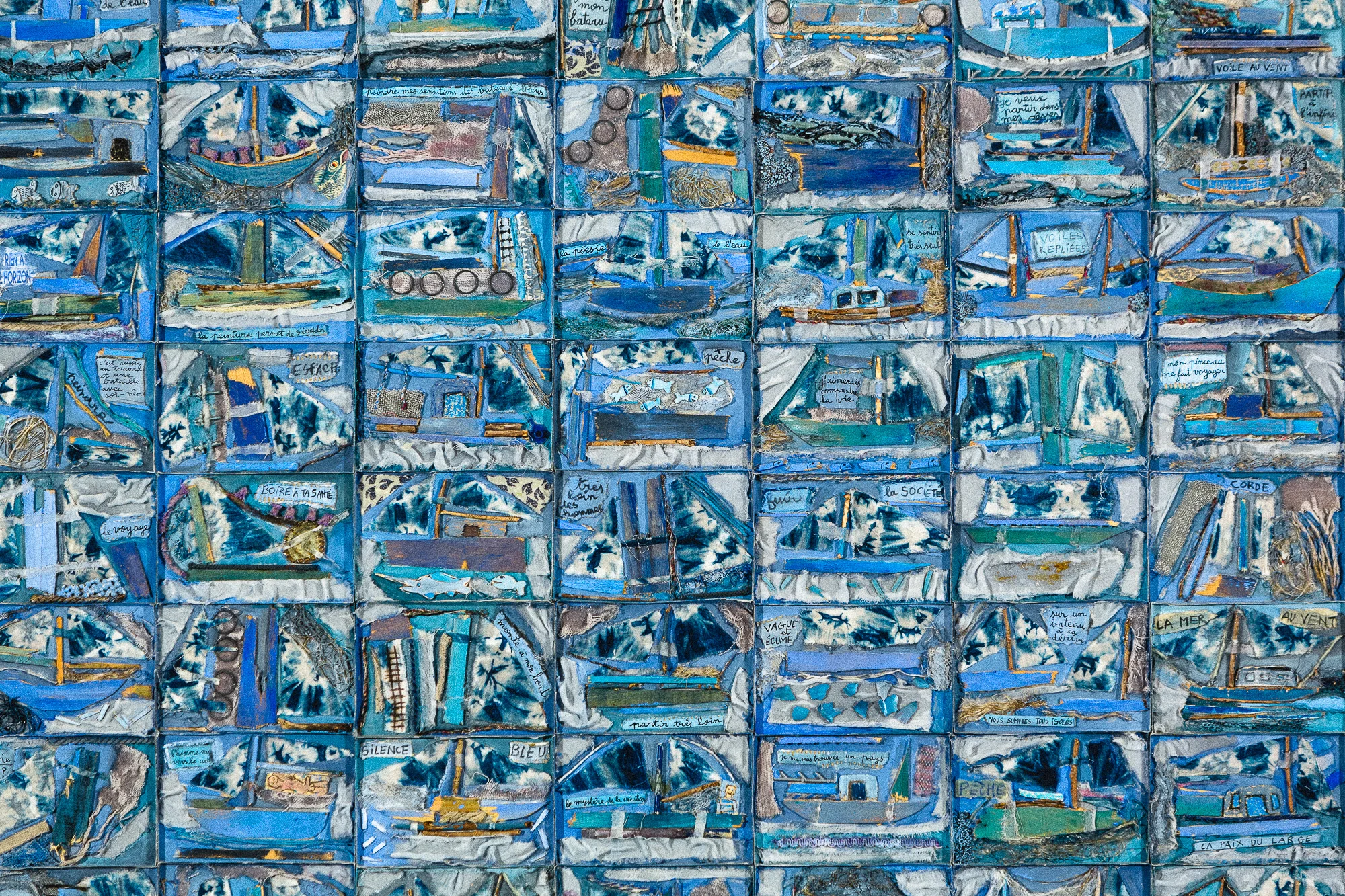 Les bateaux bleus (détail) - Marie Morel. 129x177cm. 1991.