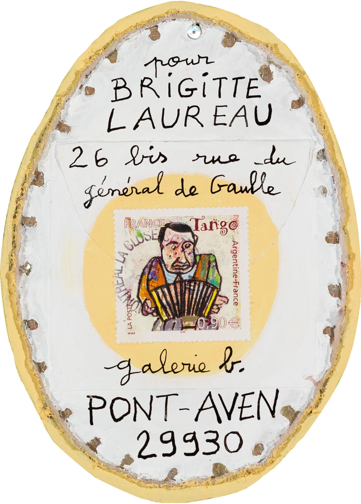 Enveloppes peintes par l'artiste Marie Morel pour sa galeriste Brigitte Laureau.