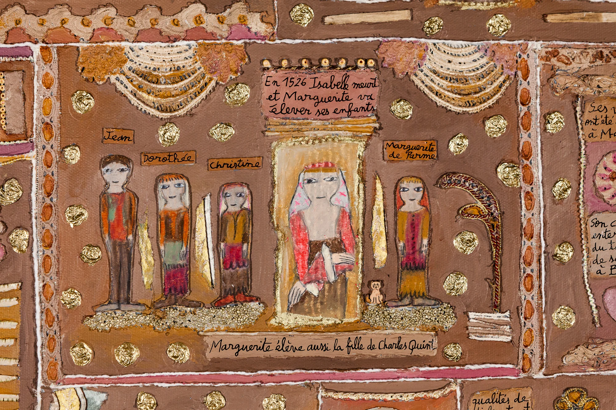  "La Vie de Marguerite d'Autriche" (détail) - Marie Morel. 120x120cm. 2010. 