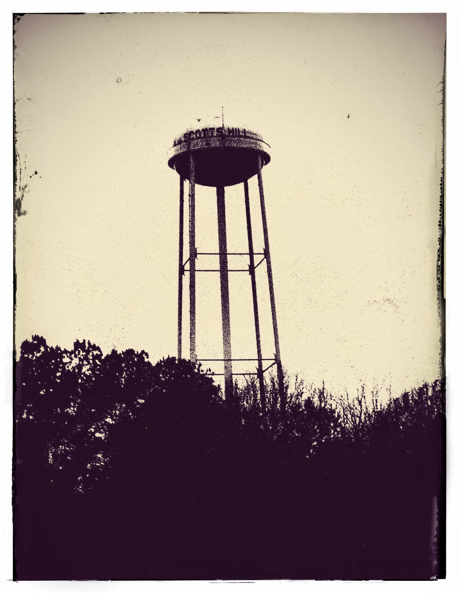 Scotts Hill, TN 100 million gallon elevated steel tank. November, 1985.