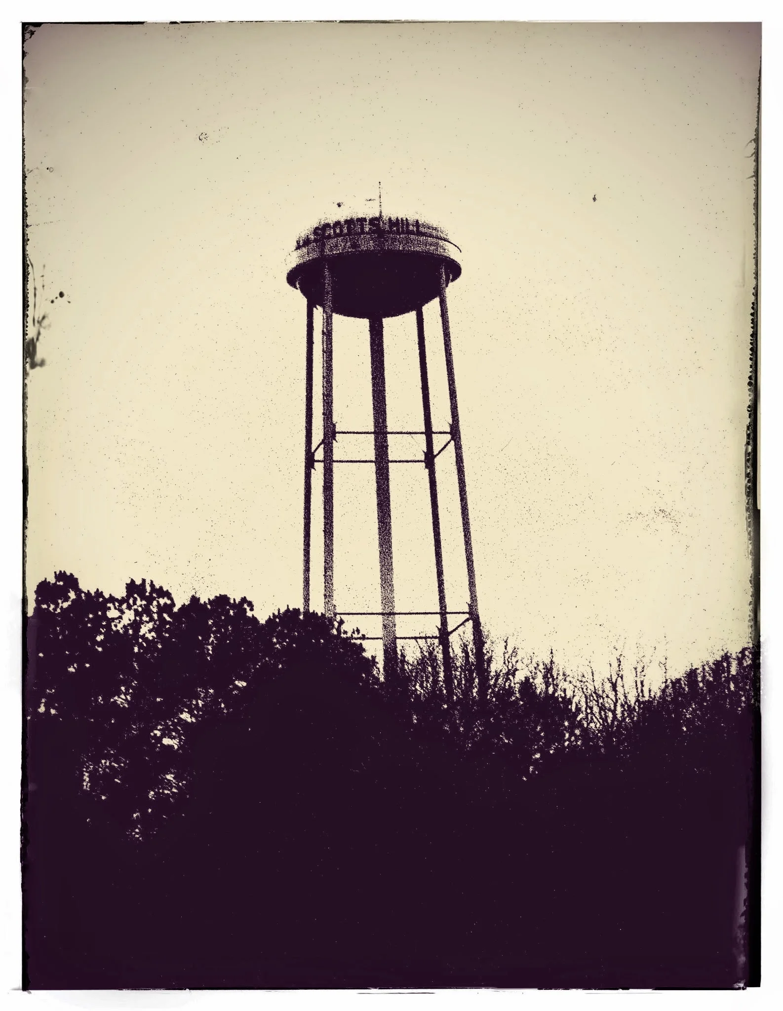 Scotts Hill, TN 100 million gallon elevated steel tank. November, 1985.