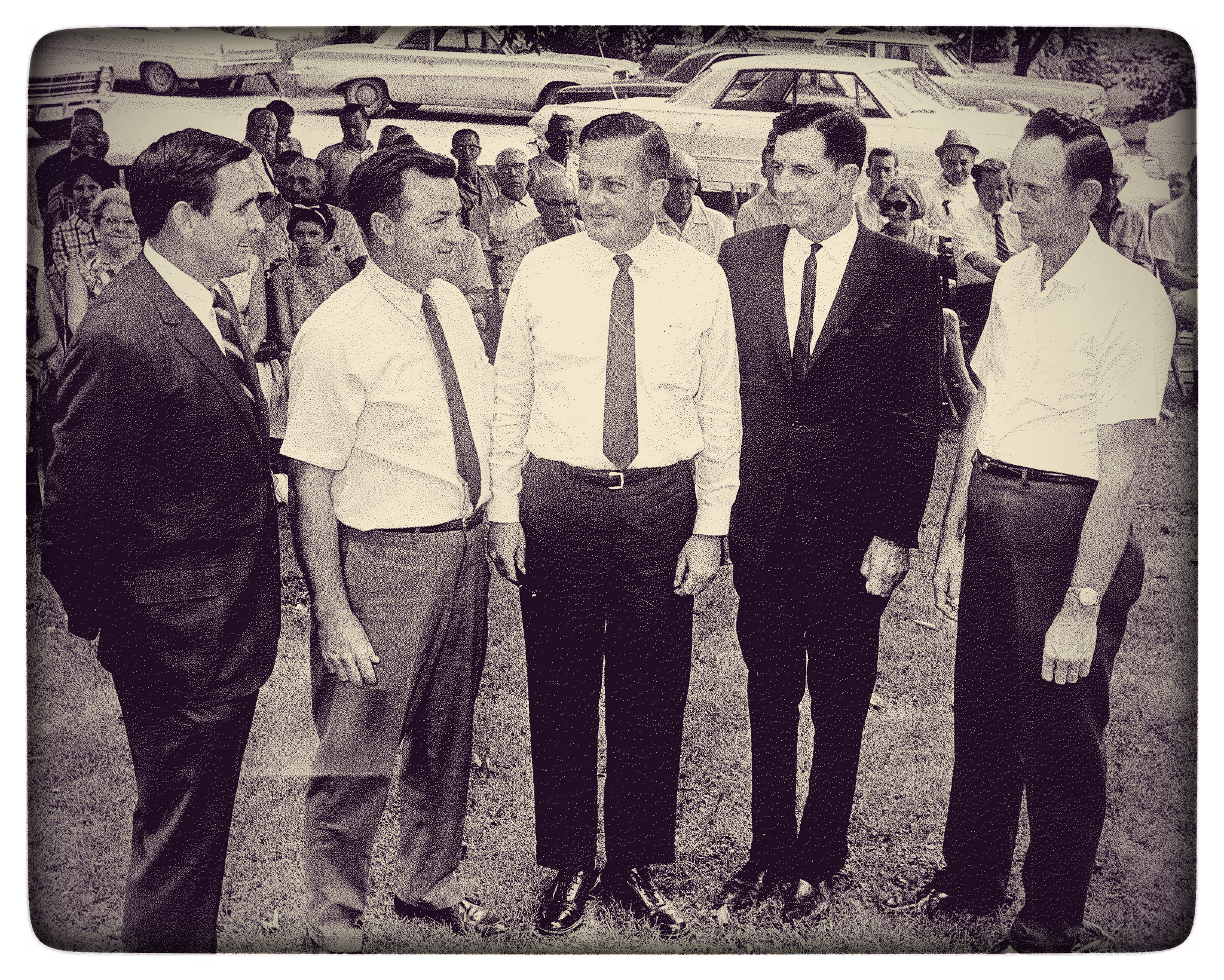 Sixth District Congressman William R. Anderson, above center, confers with Nolensville Utility District officials about an FHA loan. From left are Joel Spaulding, engineer, Ross Arnold, commissioner and president of the district, Anderson, County J