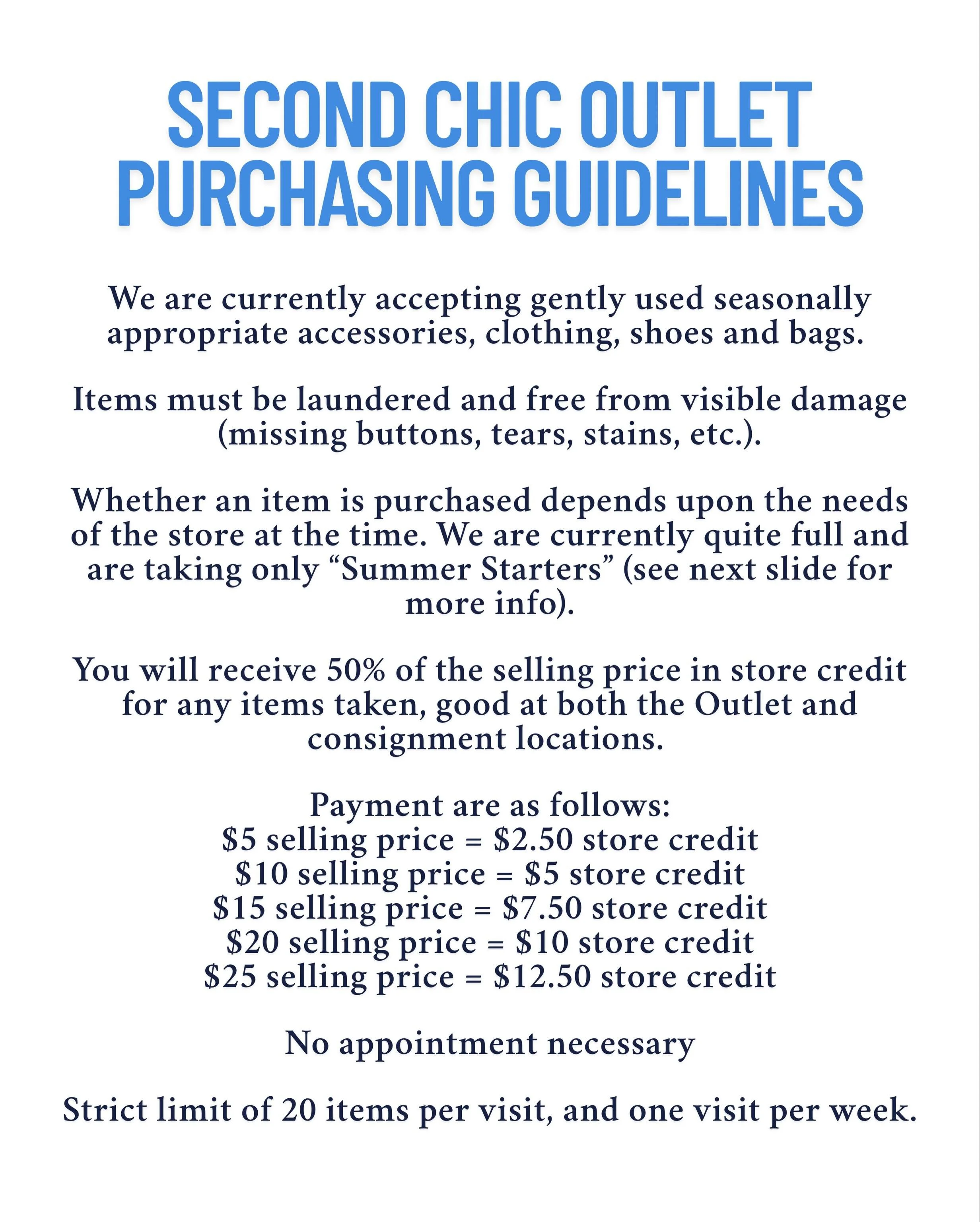 Now Taking for Summer! ☀️

Looking for pieces to start the summer! Not quite to beach days yet but we are getting close!

Please read through our policies to see what we are looking for and when we will be looking for them! Important that you check o