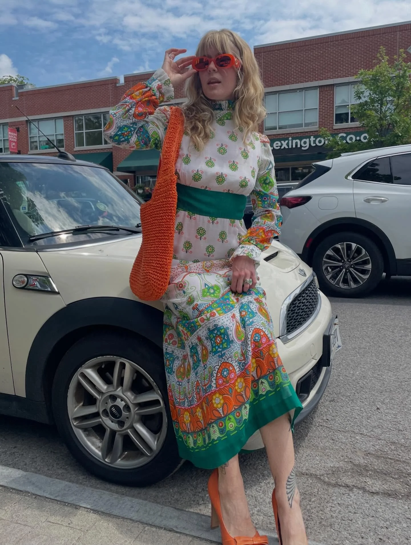 Summer is here! 🌞🌻⛱️ We&rsquo;ve got so many incredible vintage dresses in the store right now, come find your favorites ✨

Vintage dress, size small now $48
Straw tote $18
Miss Albright heels, size 9 now $34
*Sunglasses SOLD*