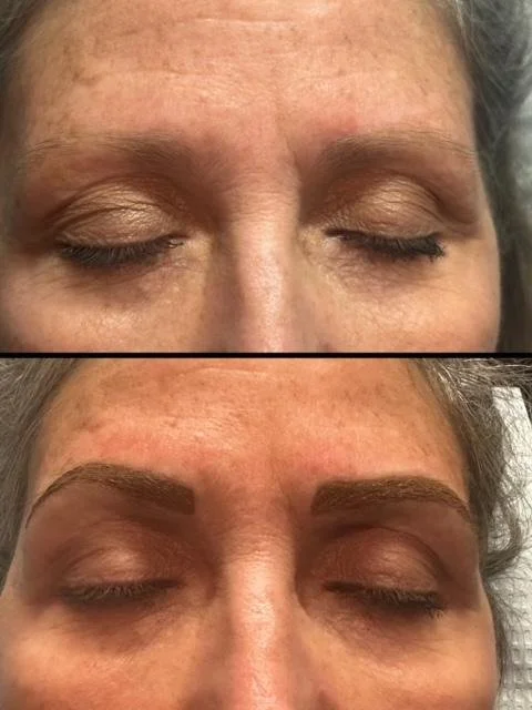 Before and after powder brows