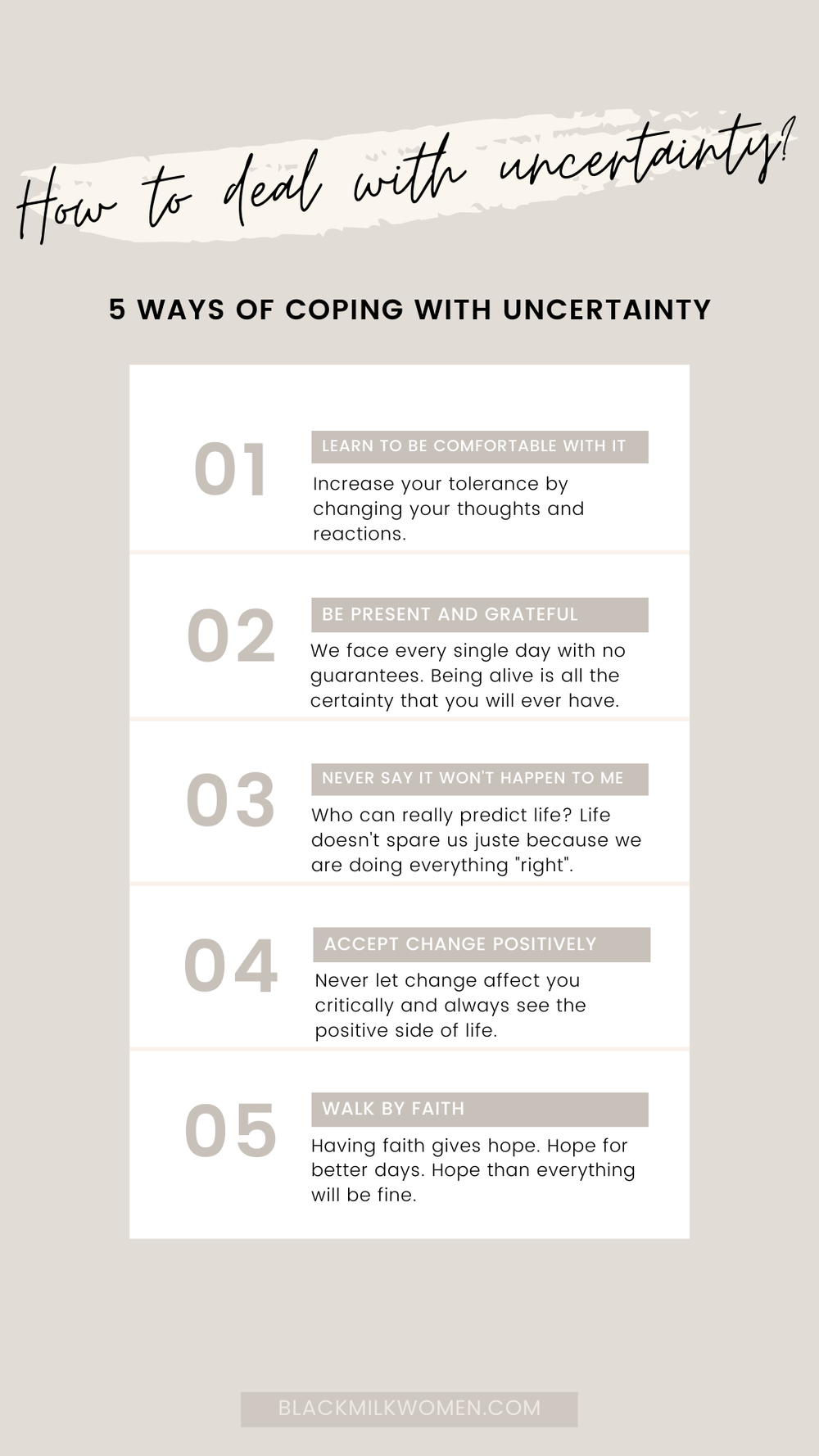 How To Deal With Uncertainty ? - The Healing Journey - Black Milk Women