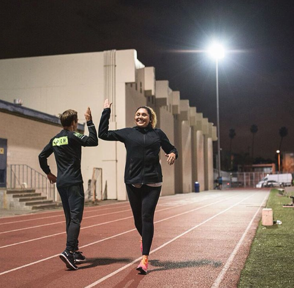 High-fives with Coach @blue_benadum at a NRC Track Tuesday