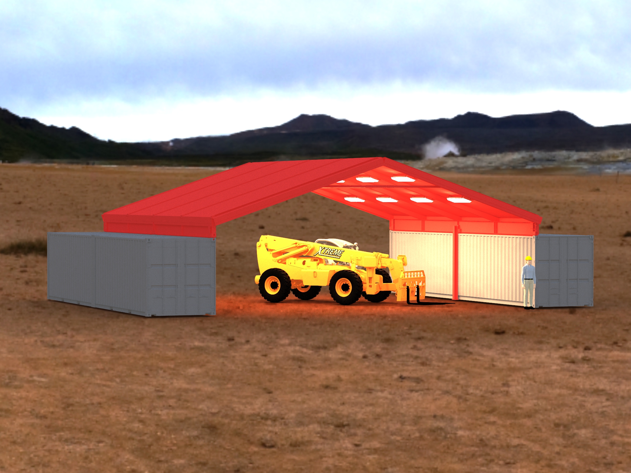 ISO container roof system