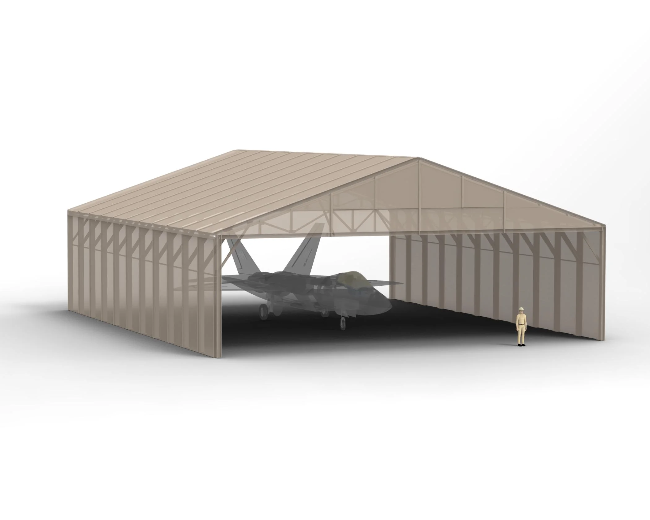 68Wx19Hx82.5L Olympic Folding Building - Rapid Deployment Modular Protective Enclosure