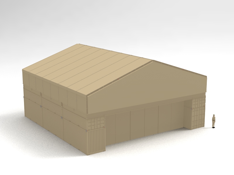 60Wx23Hx60L Olympic Folding Building - ConTEMProof - Rapid Deployment Modular Protective Enclosure