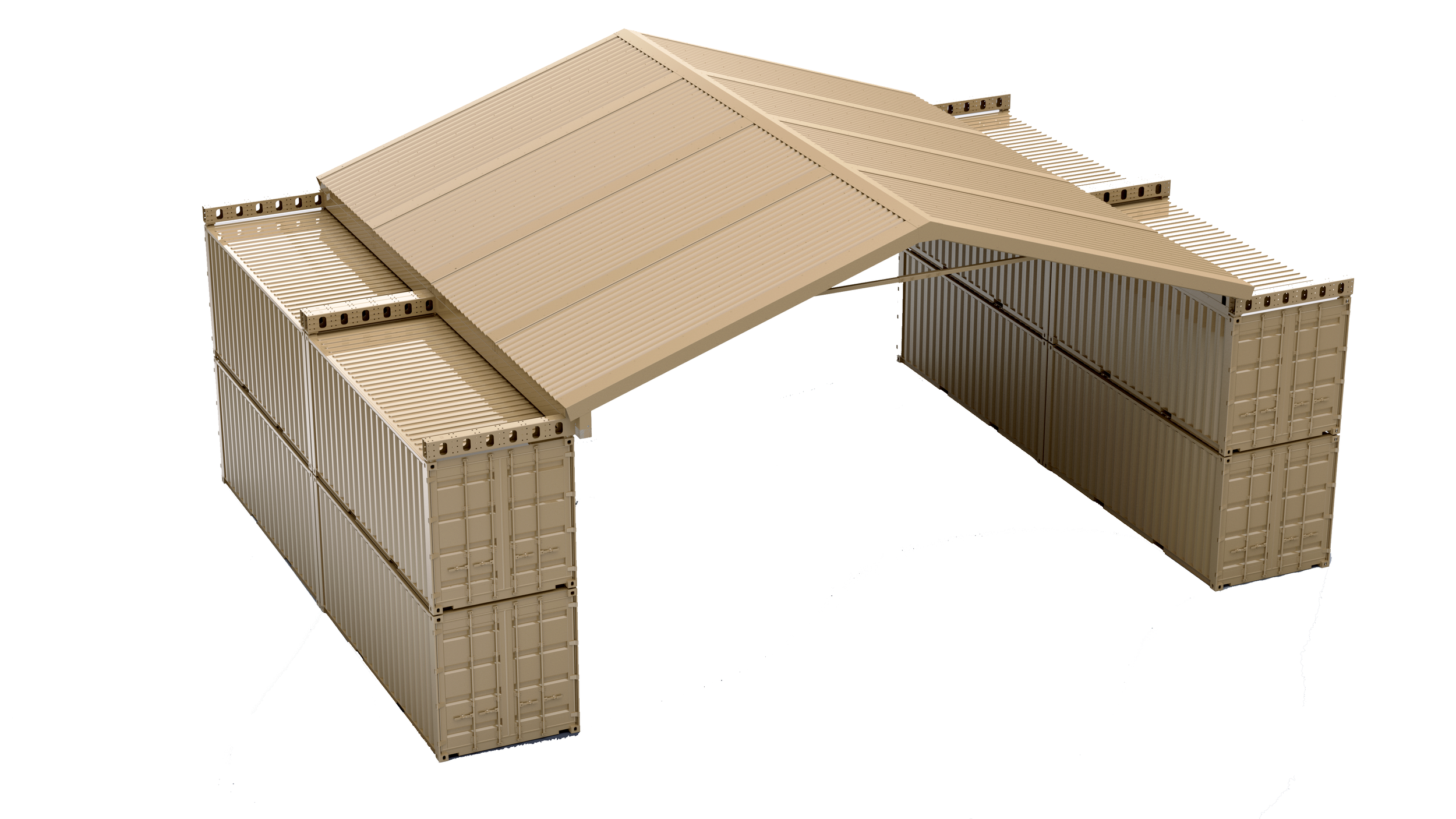  2 ea. CTR-3.0-4011 x 20’ units double stacked combined to create a 40x40 covered area 