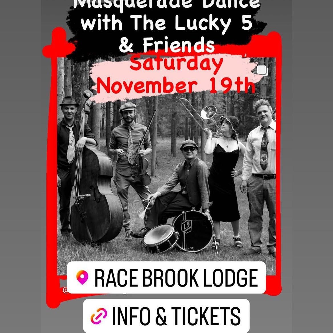 This Saturday! Gonna be a great big ol&rsquo; swing dancin&rsquo; masqueradin&rsquo; party friends! @racebrooklodge y&rsquo;all come!!
#swingdance  #hotjazz