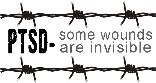 http://www.familyofavet.com/images/ptsd_invisible_wounds.gif Image Description: The words "PTSD - some wounds are invisible" are framed above, and below, by barbed wire.