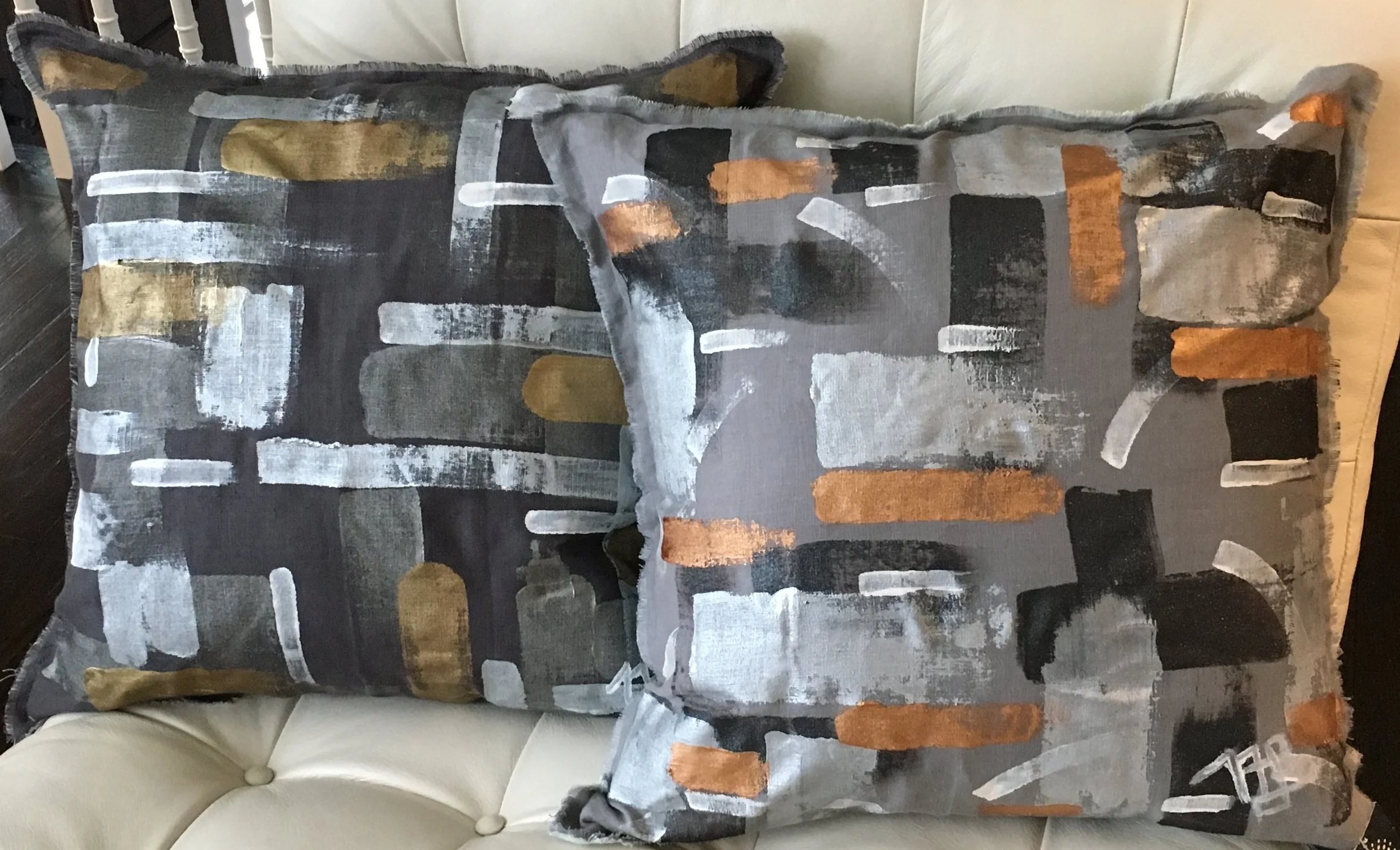 Hand Painted Pillows Linen