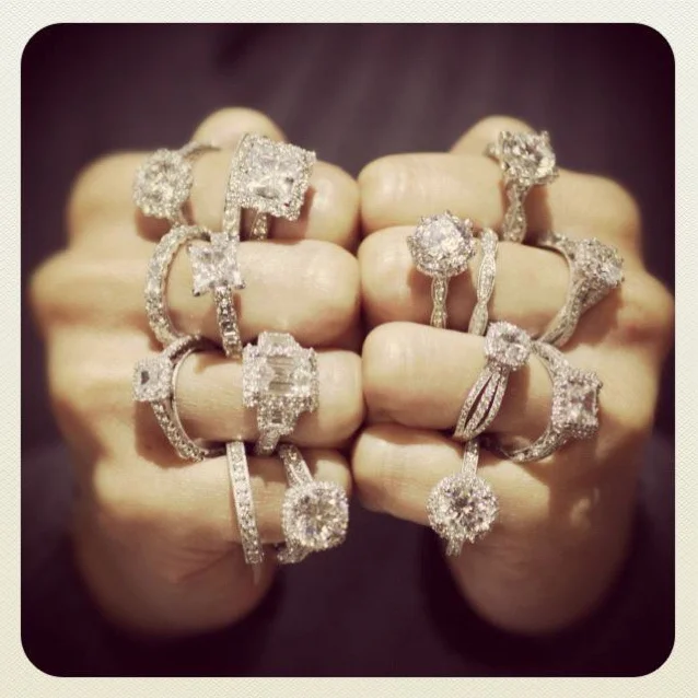 Diamond engagement rings designed by Aja Raden.