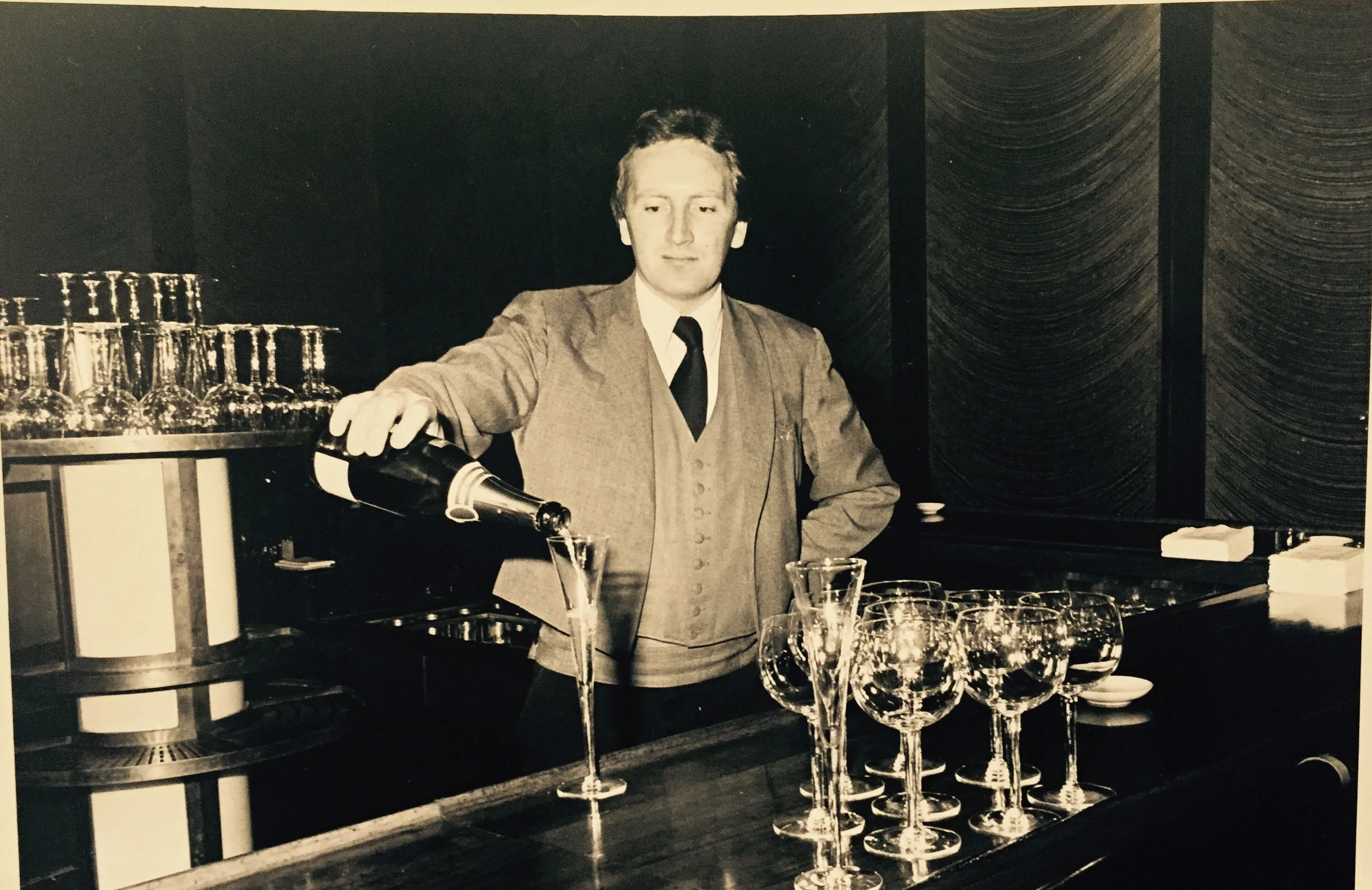 Lenny behind the bar at the Four Seasons Restaurant in New York