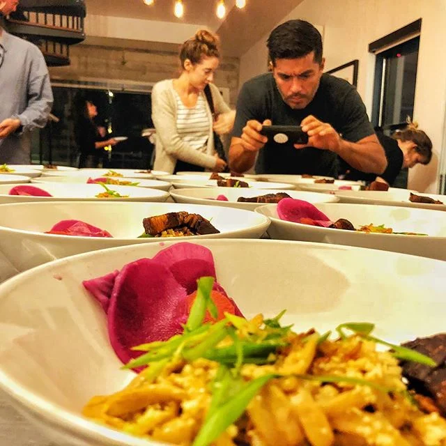 Wuhan Sesame Noodles with veggies from @melissasproduce and and Hong Shoa Roa pork belly. Soooo good. Thanks @mayfairhotella for helping make #dtladinnerclub possible.