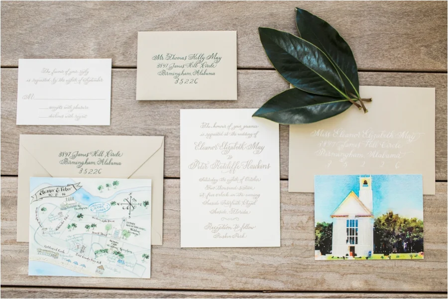 Eleanor Peter Watercolor Seaside Fl Wedding Leslie Hollingsworth