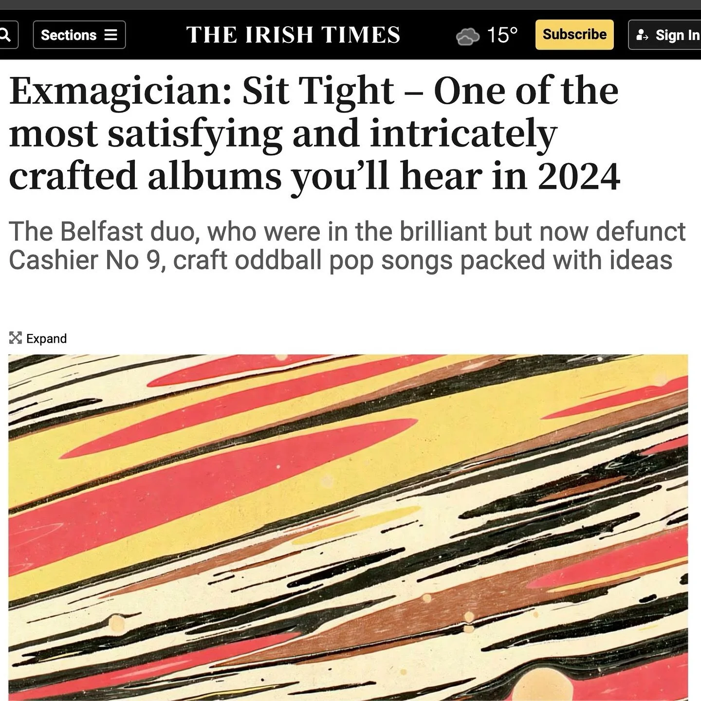 Very nice review of Sit Tight from @laurenmurphyjourno in the @irishtimesnews yesterday. 🙏🏼💚
Swipe to read.

#exmagician #sittight #belfast #ireland #belfastmusic #irishmusic #diymusic #vinyl #bandcamp #cashierno9 #davidholmes