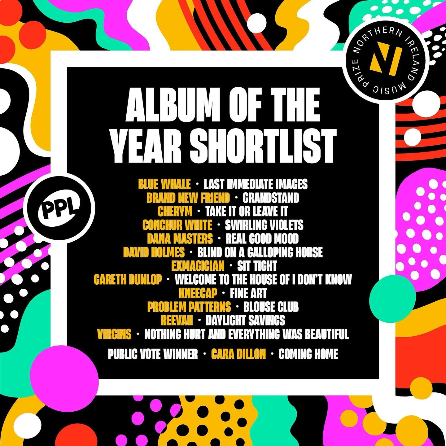 Our album Sit Tight is now on the shortlist for the #nimusicprize Album of the Year, along with Sharpen These shortlisted for Single of the Year. Happy days!
💥💥