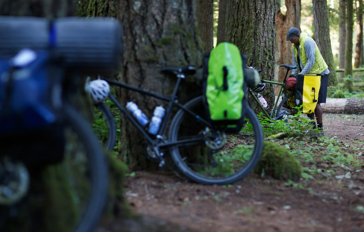 REI Novara bikes loaded with camping gear. Mount St. Helens, WA